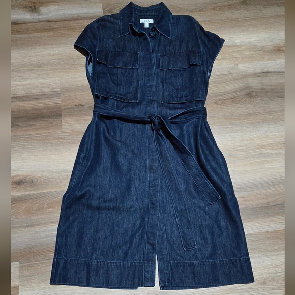 COS Denim Utility Dark Wash Cargo Front Pockets Luxury Durable Dress Size 6 - Picture 3 of 16